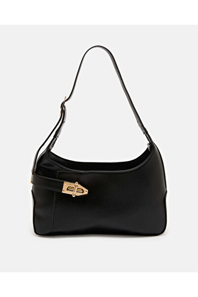 REDTAG حقيبة يد نسائية سوداء بمشبك ذهبي