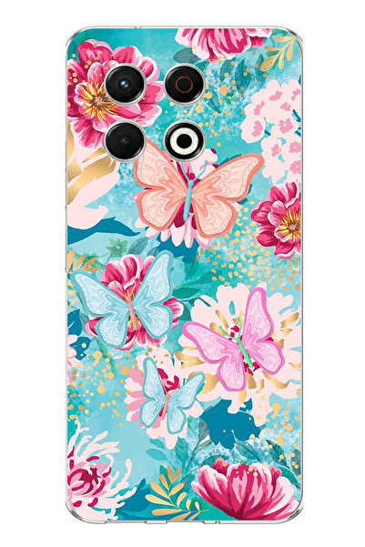 TechTree حافظة سيليكون متوافقة مع هاتف Tecno Spark 30 Pro على شكل فراشات وزهو...