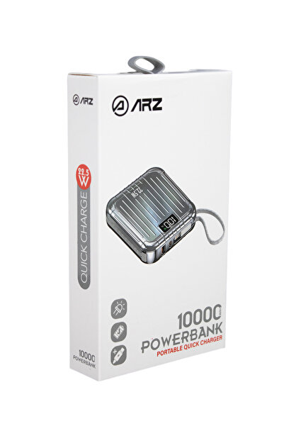 ARZ 10000 mAh PD 22.5W HIZLI ŞARJ DESTEKLİ PORTATİF GRİ POWERBANK