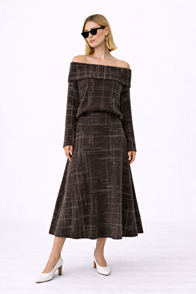 Paw Garage Women's Angelic Yumoş Madonna Collar Blouse with Skirt Bottom-Top Set