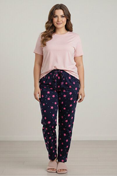 CNG MODA بيجامة صوفية منقوشة بمقاس كبير