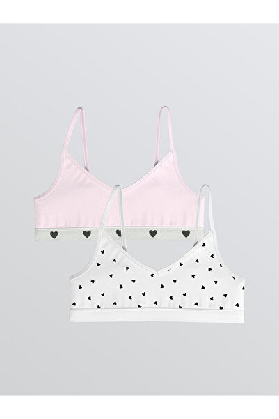 LC Waikiki Rmz Gi̇yi̇m Farkiyla Heart Embroidered Girls' Bustier 2-Piece Set