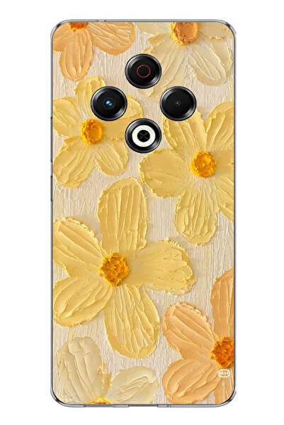 TechTree حافظة سيليكون متوافقة مع هاتف Tecno Spark 30 بلون أصفر ديزي مطبوع