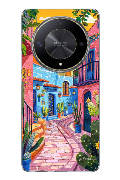 TechTree Honor X9B Compatible Colorful Art Street Silicone Case Printed Silic...