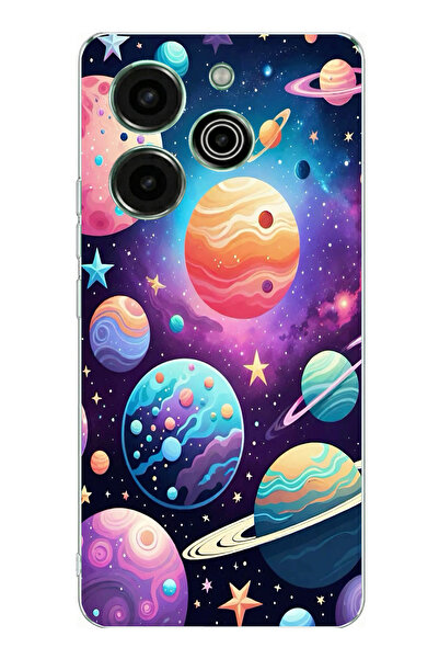 TechTree حافظة سيليكون مطبوع متوافقة مع نمط الفضاء والكواكب والنجوم من تكنو ب...