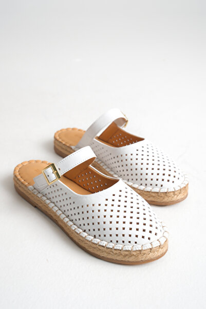 STARK SHOES Kadın Hakiki Deri Kapalı Burun Hasır Taban Terlik