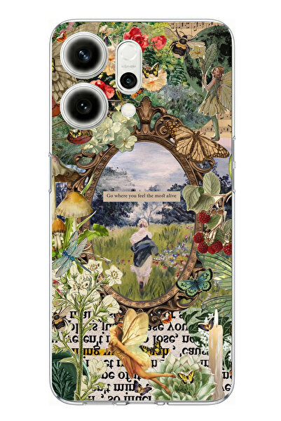 TechTree حافظة سيليكون متوافقة مع هاتف اوبو رينو 14 5G باللون الأخضر مطبوع