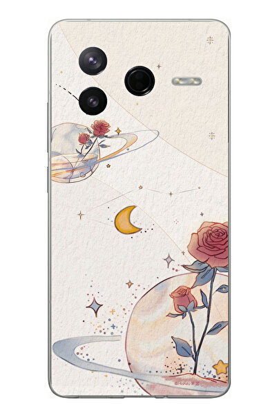 TechTree Poco F7 Pro Compatible Planet, Star and Rose Printed Silicone Case