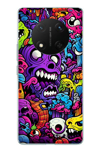 TechTree Honor X9C Compatible Psychedelic Colored Monsters Printed Silicone Case