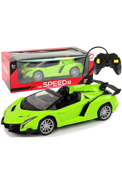 LEAN R/C remote control sports car 1:18 Green, 27 MHz, rubber tires, 22 cm (6...