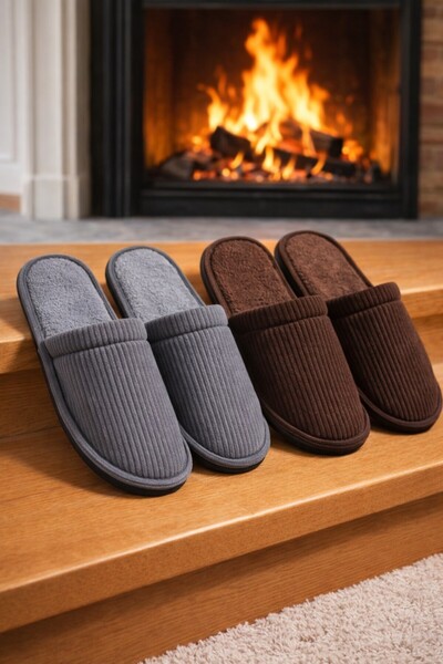Moda Frato 2-Pack Flat Men's Slippers with Ties House Slippers