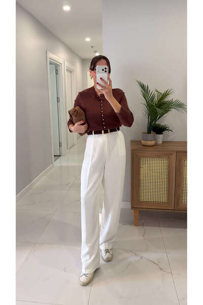 BİRCANÇİL Risanna White Palazzo Pants