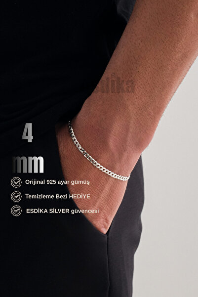 esdika 4MM GURMET GÜMÜŞ BİLEKLİK • 925 AYAR GÜMÜŞ • PREMİUM STERLİNG SİLVER