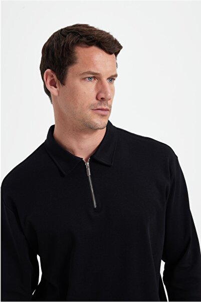 Tudors Men's Relax Fit Comfortable Cut 100% Cotton Half Zip Polo Neck Interlo...