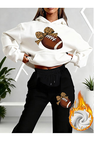 ELAN WEAR Unisex Printed Hooded Tracksuit Set - Hooded Sweatshirt Bottom Top Set