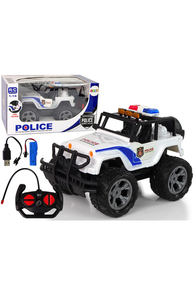 LEAN JEEP Police Patrol remote control car, opening doors, lights, 27 MHz (29...