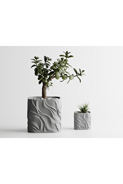 Sani Ghiveci decorativ Sani, Zephyra, mare 112 x 112 x 109 mm, Gri deschis mat