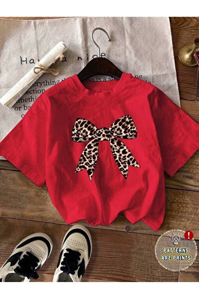 uyguntarz Unisex-T-Shirt mit Leopardenmuster und bedrucktem Design