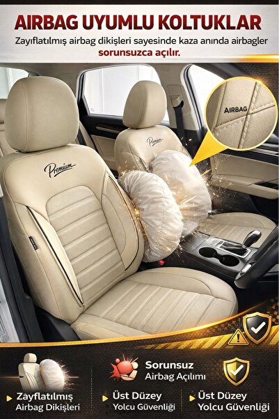 GM-DESIGN Premium Serisi Lüks Keten Oto Koltuk Kılıfı - 5 Koltuk Tam Set