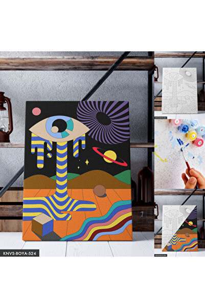 Planets and Eye 30x40 CM Painting Set with Numbers