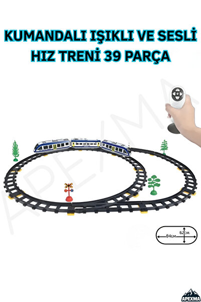 Apexma Uzaktan Kumandalı Tren Sesli Işıklı Pilli Mıknatıs Bağlantılı 39 Parça...