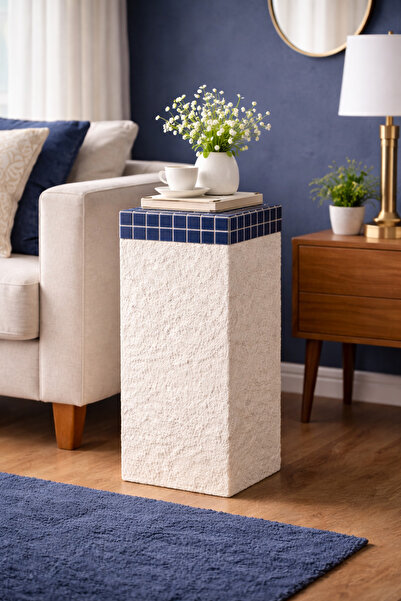 stork woods El Yapımı Mozaik Yan Sehpa | Dekoratif Sıva ve Cam Mozaik Sehpa |...