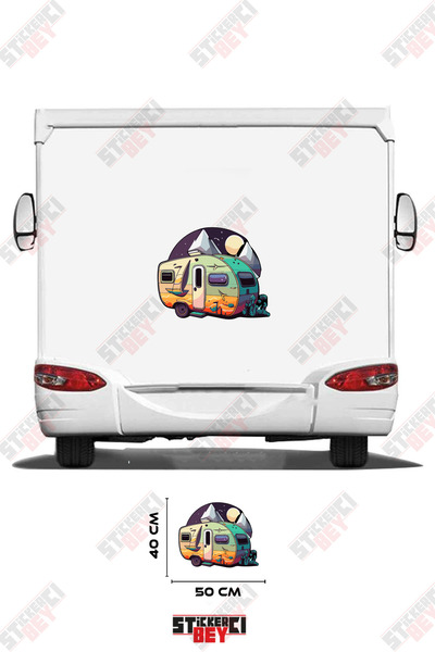 STİCKERCI BEY Moon and Caravan Visual Caravan Sticker Coating