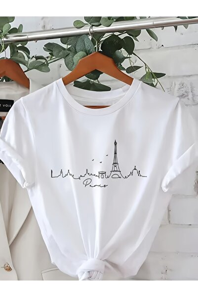 uyguntarz Unisex Eyfel Kulesi Baskılı Tasarım Tshirt