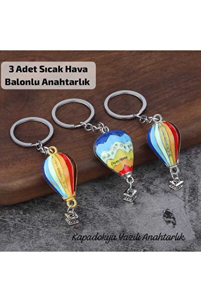 ÇEÇEN HOME 3 Adet Sıcak Hava Balonlu Anahtarlık Kapadokya Anahtarlık Figürlü ...