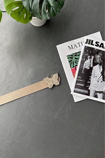 LİA KEMER حزام نسائي بتصميم فراشة مرصعة بالجواهر مع إبزيم ذهبي، حزام خصر، حزا...