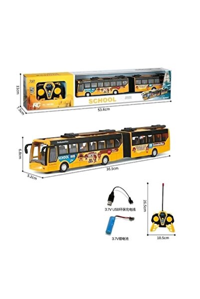 OEM Autobuz scolar cu telecomanda, 4 functii, lumini, cablu USB, scara 1:32