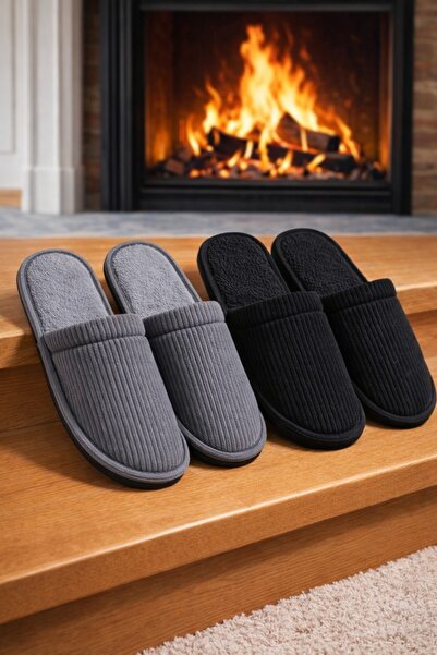 Moda Frato 2-Pack Flat Men's Slippers with Ties House Slippers