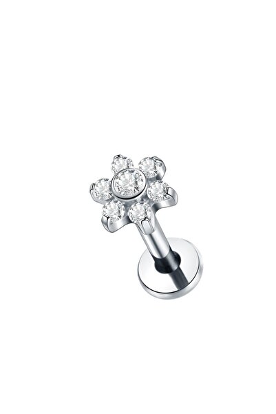 Munels F136 Titanyum Zirkon Taşlı Tragus Piercing - Labret, Helix, Lobe