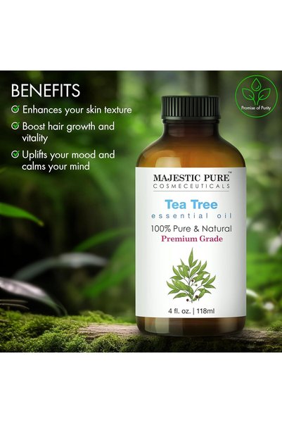 Majestic Pure Tea Tree Essential Oil – Large 118 ml Bottle