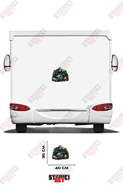STİCKERCI BEY Camping between Mountains and Forests Visual Caravan Sticker Decal
