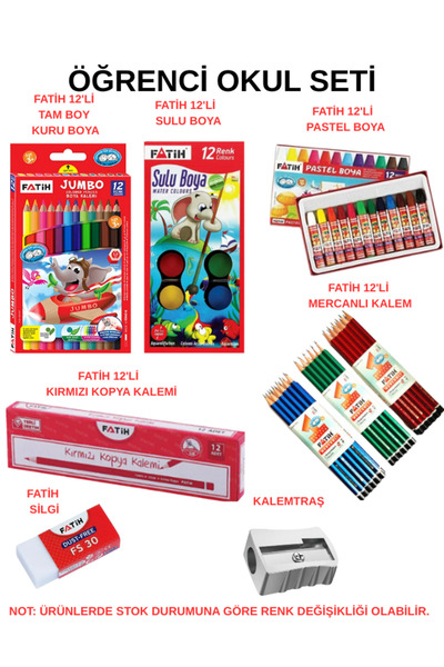 Dağtaş Kırtasiye Öğrenci Okul Seti - Boya Seti, Kalem, Silgi ve Kalemtraş Seti