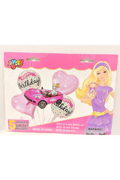 ENG PARTİ DÜNYASI 5 Piece Barbie Birthday Set - Barbie Happy Birthday Set Eng-B1034