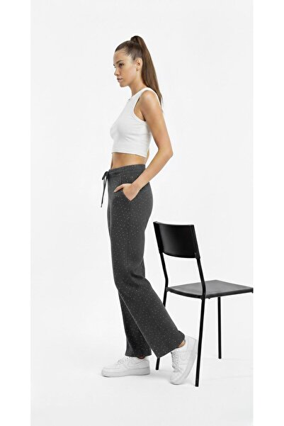 BANEGA Women's Stone Embroidered High Waist Elastic Waistband Wide Leg Pocket...