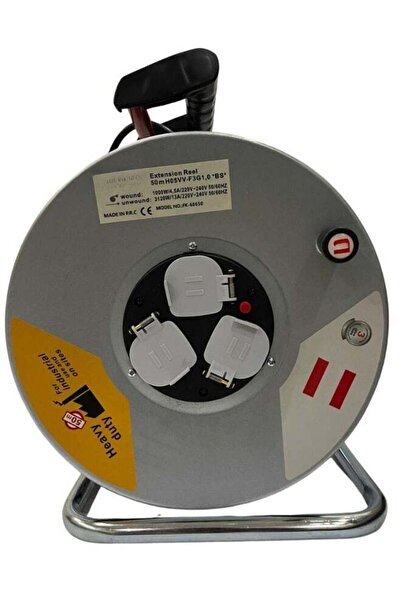 Generic 50M Cable Reel Power Strip Extension Cord, 3-way Bs sockets