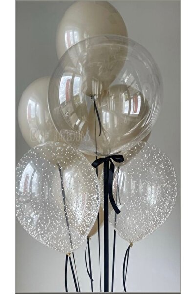 Çemrek Süs Parti Mini Köpük Konfetili Şeffaf Jumbo Balon Seti 7 Parça