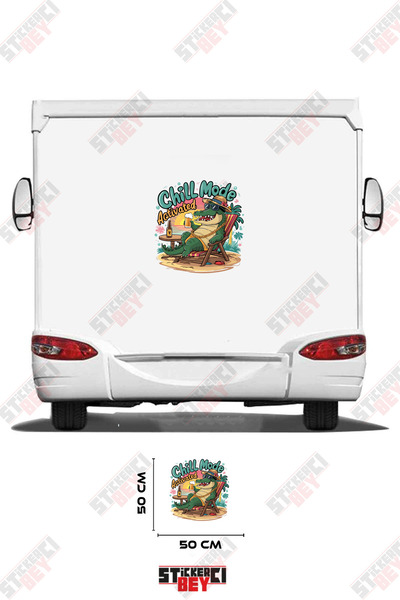 STİCKERCI BEY Chill Mode Activated Written on It Sunbathing Crocodile Image C...