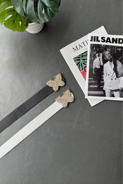 LİA KEMER Pachet de 2 centuri pentru femei, cu cataramă de aur, cu fluture de...