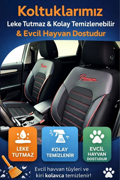 GM-DESIGN Premium Serisi Lüks Keten Üniversal Oto Koltuk Kılıfı - 5 Koltuk Tam Set