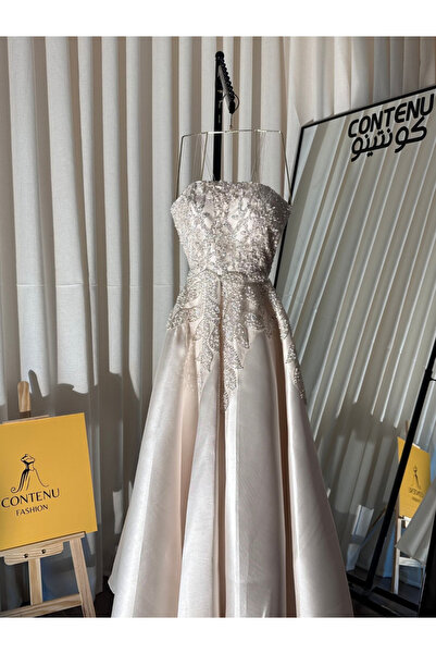 CONTENU Embroidered top evening dress