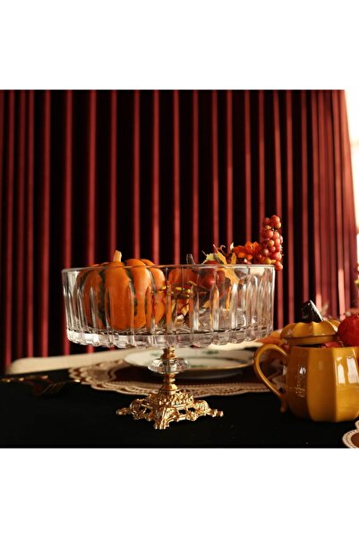 i love home glass Royal Crystal Decorative Presentation Bowl with Stand