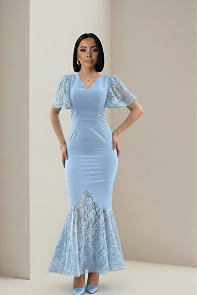 ALFUDO Moda Collection Lace Detailed Mermaid Graduation Evening Dress