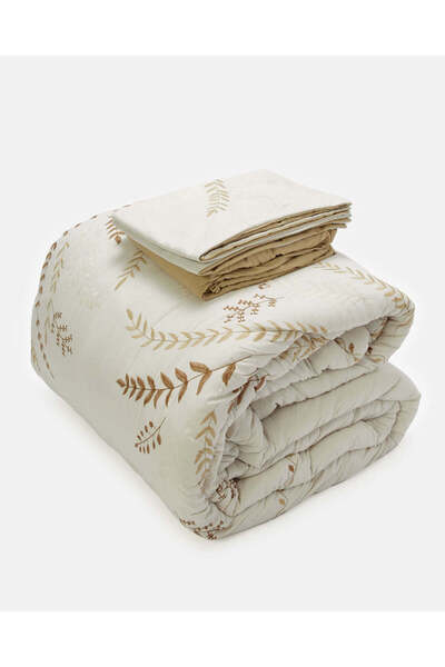 REDTAG Beige 7 Piece Embroidered Comforter Set (King Size)