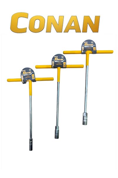 CONAN 3 Pcs T-Handle Socket Wrench Set (10mm + 12mm + 13mm) – Cr-V Steel – No...