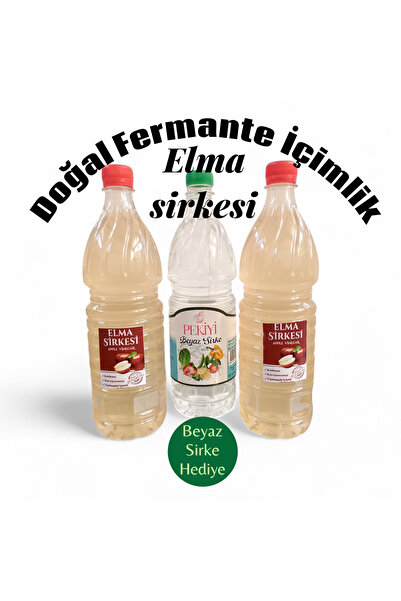 Kral Yöresel Ürünler 2adet 1 litre İçimlik Doğal Fermante Elma Sirkesi