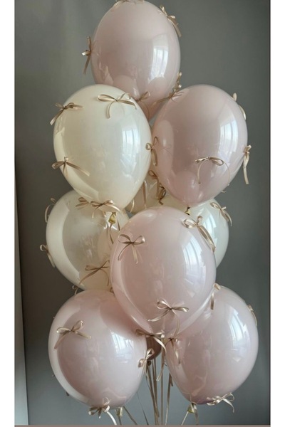 Çemrek Süs Parti مجموعة بالونات على شكل فيونكة من البودرة والكريم 10 قطع